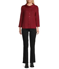 Multiples Petite Size Stretch Denim Flare Leg Pull-On Pants