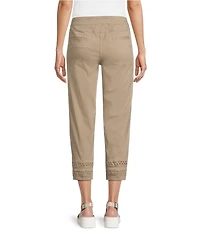 Multiples Petite Size Stretch Twill Fitted Rick-Rack Hem Detail Pull-On Pants