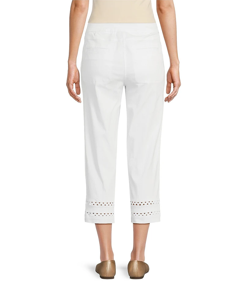 Multiples Petite Size Stretch Twill Fitted Rick-Rack Hem Detail Pull-On Pants