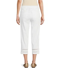 Multiples Petite Size Stretch Twill Fitted Rick-Rack Hem Detail Pull-On Pants