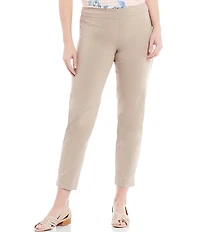 Slimsation® by Multiples Petite Size Stretch Twill Pull-On Straight Ankle Pants