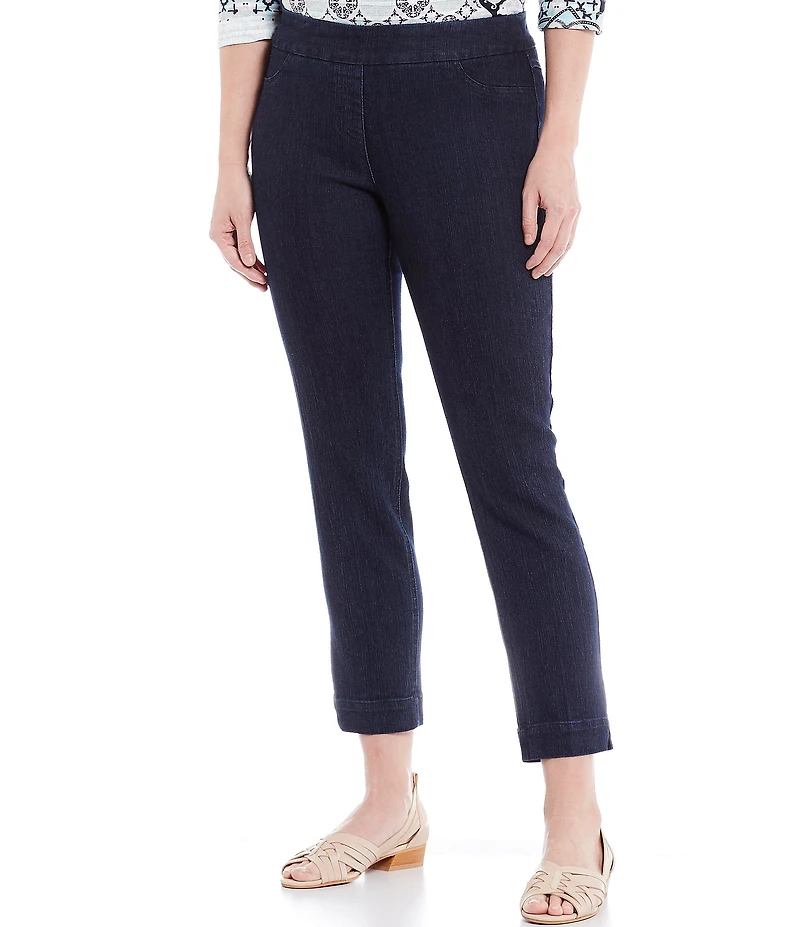 Slimsation® by Multiples Petite Size Stretch Twill Pull-On Straight Ankle Pants