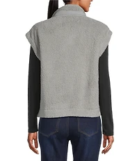 Multiples Petite Size Woven Stand Collar Sleeveless Snap-Front Fitted Vest