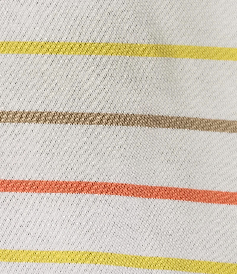 Multiples Petite Size Yarn-Dye Jersey Knit Stripe Boat Neck Elbow Sleeve Fitted Top