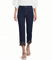 Multiples Petite Slimsation® Two-Way Stretch Denim Flare Crop Pants
