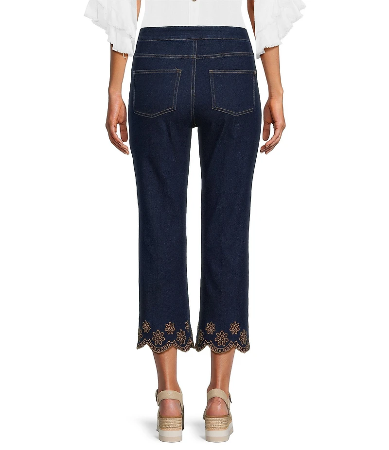 Multiples Petite Slimsation® Two-Way Stretch Denim Flare Crop Pants