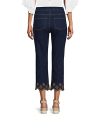 Multiples Petite Slimsation® Two-Way Stretch Denim Flare Crop Pants