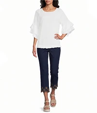 Multiples Petite Slimsation® Two-Way Stretch Denim Flare Crop Pants