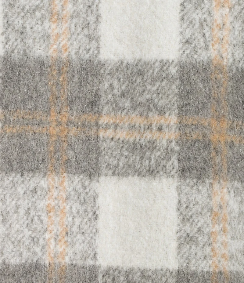 Multiples Plaid Point Collar Long Sleeve Button Front Fringe Jacket