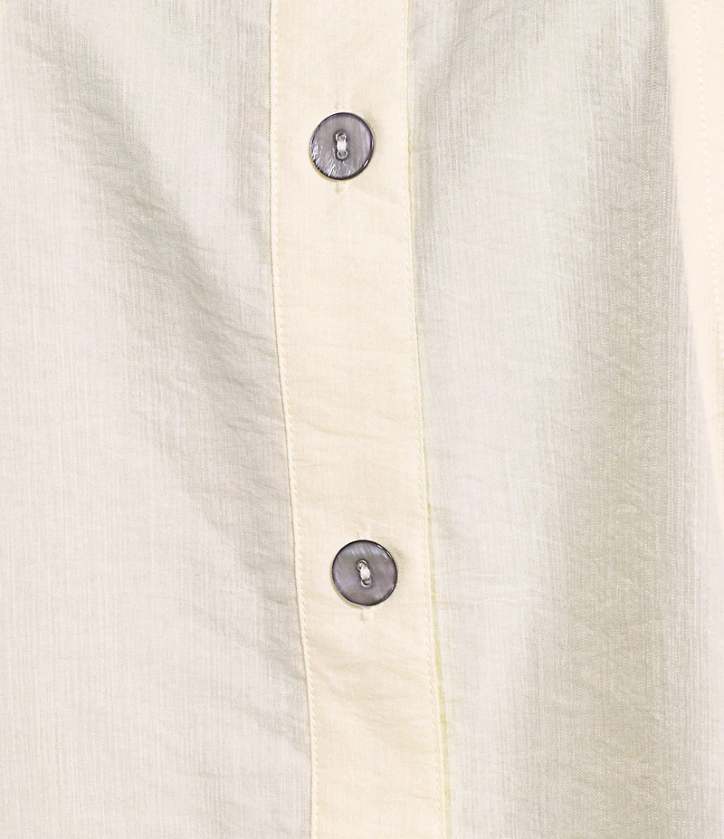 Multiples Plus Size Crinkle Poplin Point Collar 3/4 Flip Back Cuff Fit & Flare Button Front Shirt