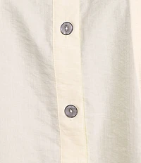 Multiples Plus Size Crinkle Poplin Point Collar 3/4 Flip Back Cuff Fit & Flare Button Front Shirt