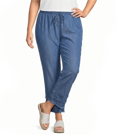 Multiples Plus Size Drawstring Elastic Waist Pull-On Crop Pants