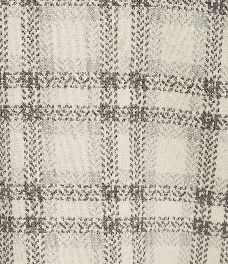 Multiples Plus Size Jacquard Knit Plaid Cowl Neck 3/4 Sleeve Top