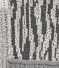 Multiples Plus Size Jacquard Knit Solid Mixed Animal Print Collared 3/4 Sleeve Button Front Cardigan