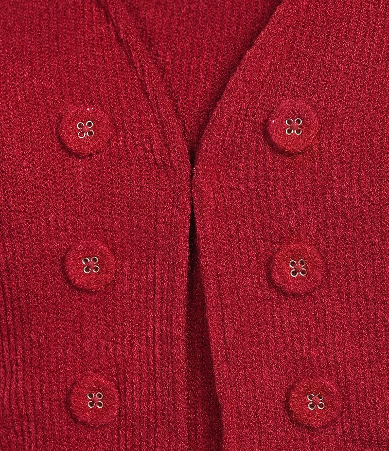 Multiples Plus Size Knit 3/4 Flounce Sleeve Long Cardigan Matching Shell Set
