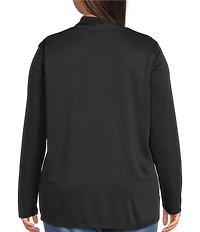 Multiples Plus Size Knit Mock Neck Long Sleeve Popover Top