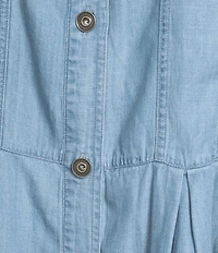 Multiples Plus Size Solid Lyocell Point Collar 3/4 Flounce Sleeve Button Front Peplum Jacket