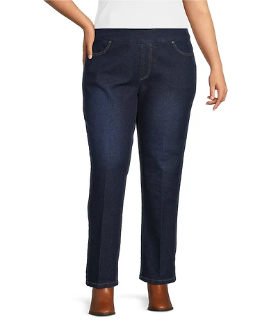 Multiples Plus Size Stretch Relaxed Pull-On Ankle Jeans