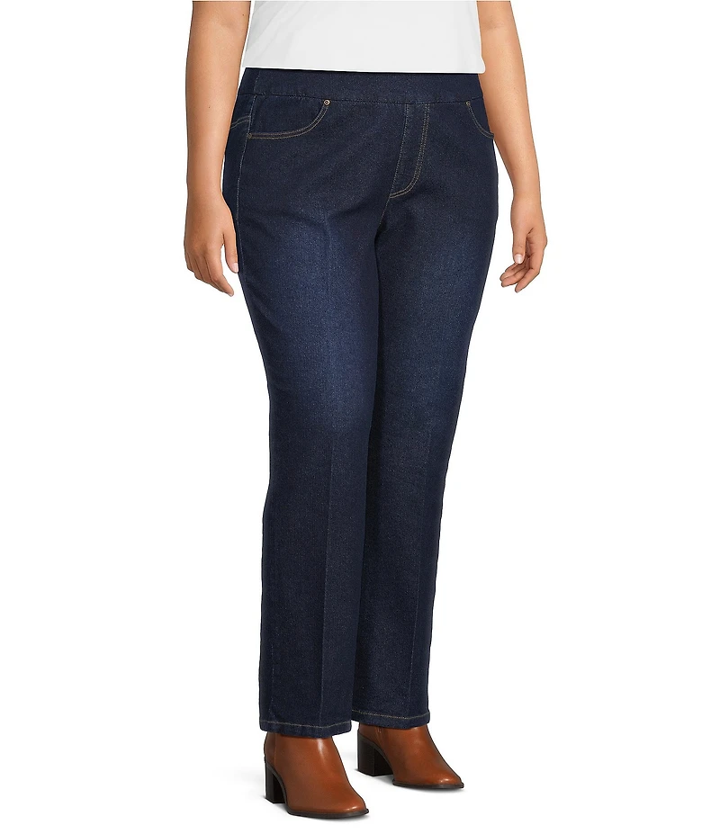 Multiples Plus Size Stretch Relaxed Pull-On Ankle Jeans