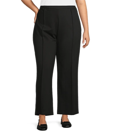 Multiples Plus Size Wide Leg Pintuck Pull-On Cropped Pants