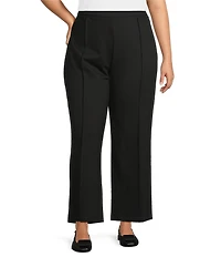 Multiples Plus Size Wide Leg Pintuck Pull-On Cropped Pants