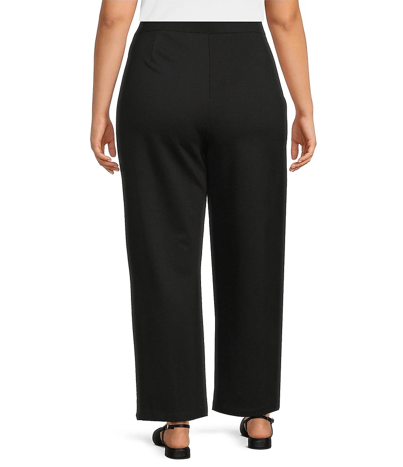 Multiples Plus Size Wide Leg Pintuck Pull-On Cropped Pants
