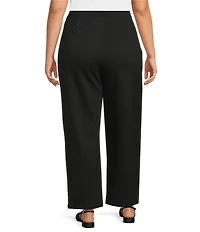 Multiples Plus Size Wide Leg Pintuck Pull-On Cropped Pants