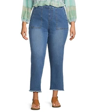 Multiples Plus Size Wide Leg Pull-On Cropped Denim Jeans