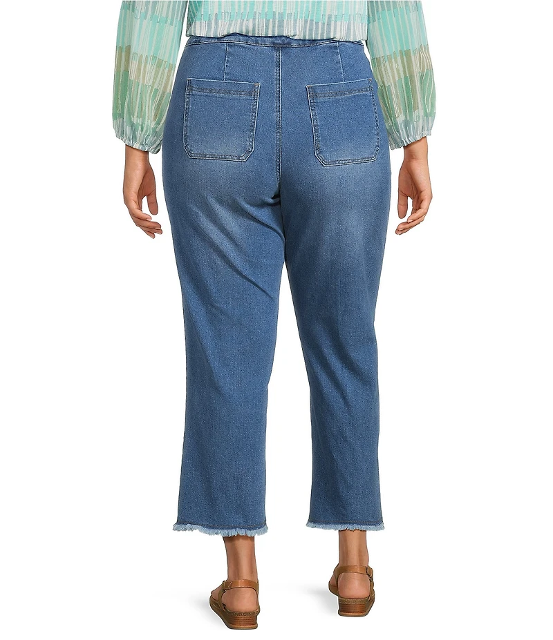 Multiples Plus Size Wide Leg Pull-On Cropped Denim Jeans