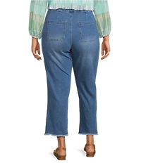 Multiples Plus Size Wide Leg Pull-On Cropped Denim Jeans