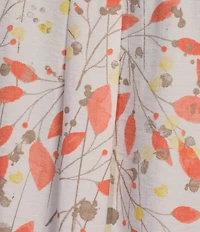 Multiples Plus Size Woven Leaf Print Point Collar 3/4 Turn-Up Sleeve Button Front Fitted Shirt