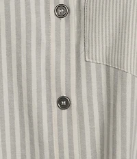 Multiples Plus Yarn Dye Stripe Point Collar Long Sleeve Button Front Flannel Shirt