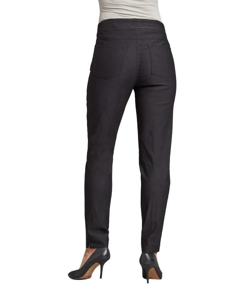 Slimsation® by Multiples Flat Front Straight Leg Functional Pockets Pull-On Ankle Pants