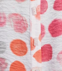 Multiples Shimmer Woven Dot Print Point Collar 3/4 Turn-Up Sleeve Button-Front Shirt