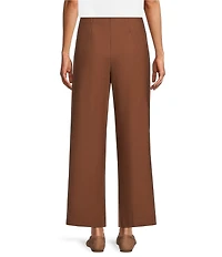 Multiples Slimsation Twill Wide Leg Crop Length Faux Zipper Pull On Pants