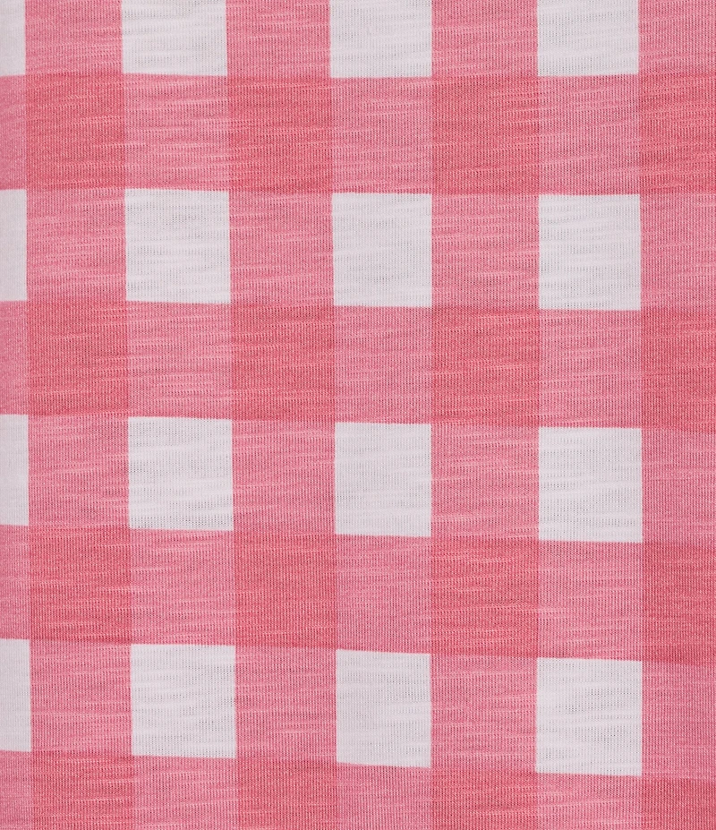 Multiples Slub Knit Boat Neck 3/4 Flounce Sleeve Side Draw String Godet Top