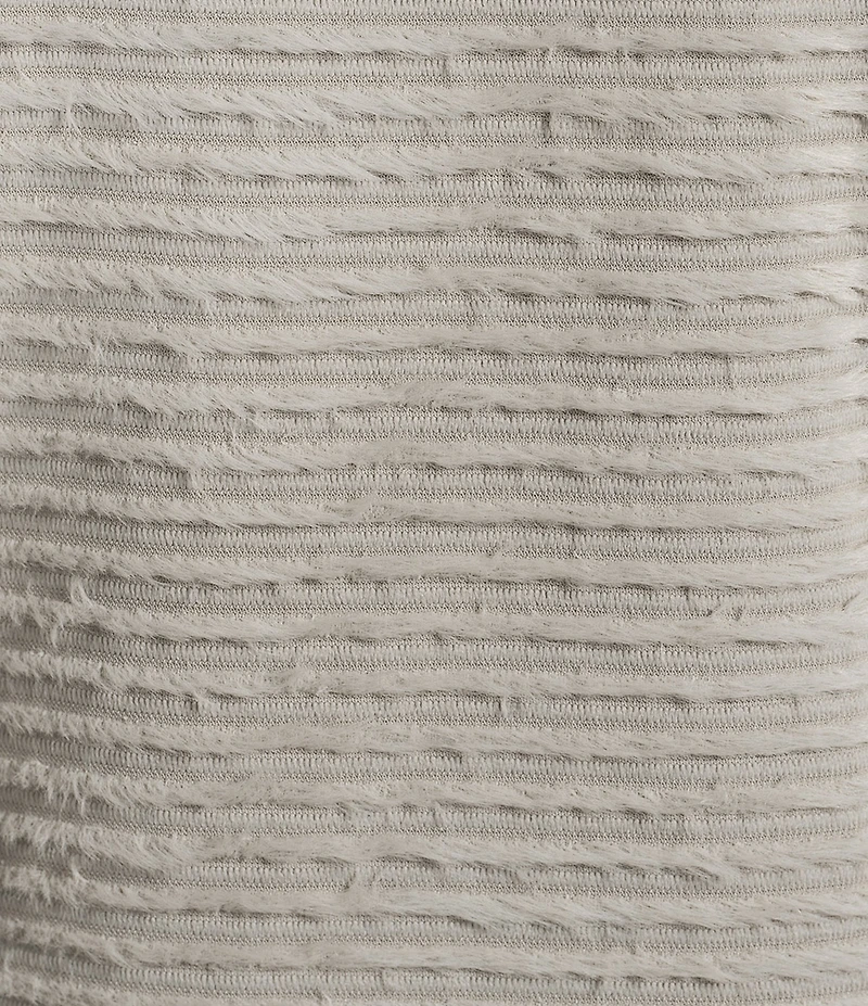 Multiples Soft Textured Striped Plush Rib Knit Wrap Collar 3/4 Bungee Sleeve Top