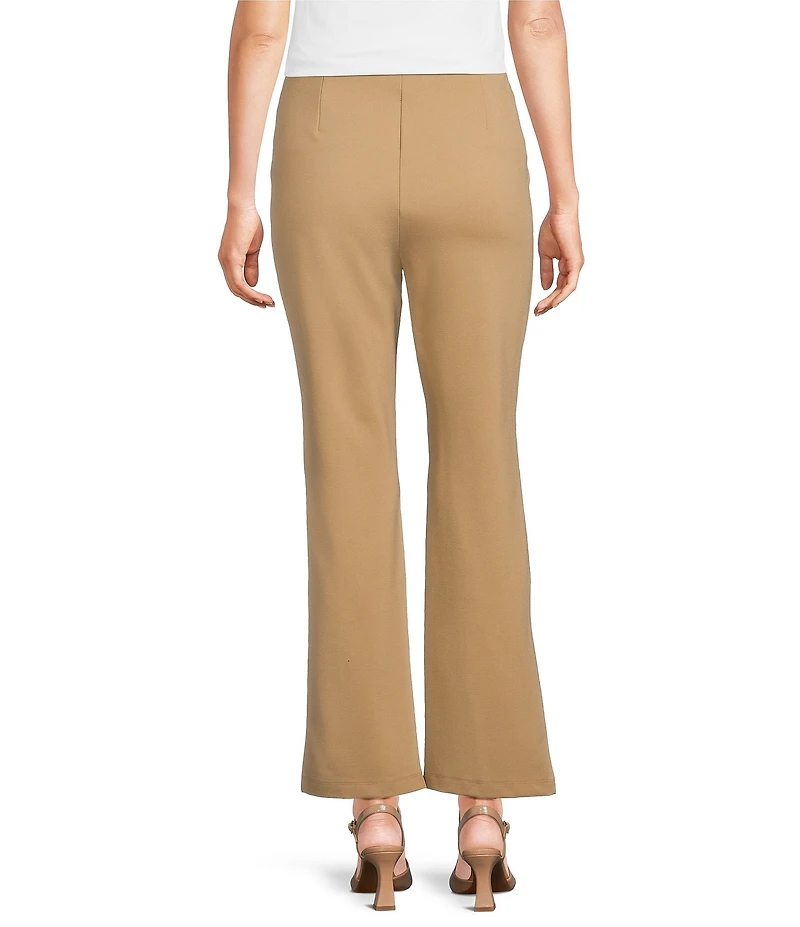 Multiples Solid 4-Way Stretch Ponte Elastic No-Waist Pintuck Pull-On Ankle Pants