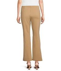 Multiples Solid 4-Way Stretch Ponte Elastic No-Waist Pintuck Pull-On Ankle Pants