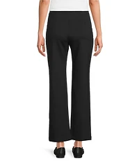 Multiples Solid 4-Way Stretch Ponte Elastic No-Waist Pintuck Pull-On Ankle Pants