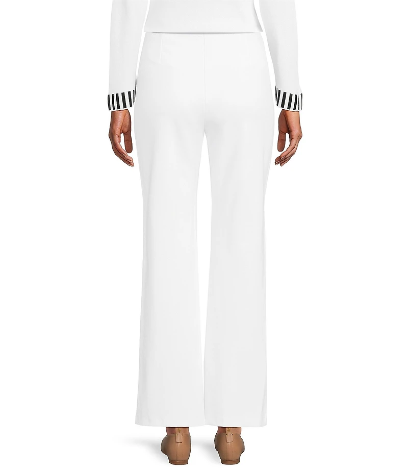 Multiples Solid 4-Way Stretch Ponte Elastic No-Waist Pintuck Pull-On Ankle Pants