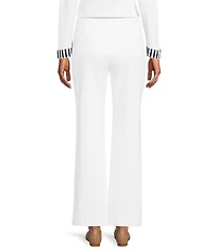 Multiples Solid 4-Way Stretch Ponte Elastic No-Waist Pintuck Pull-On Ankle Pants