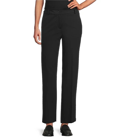 Multiples Solid Ease-Y-Fit Straight Leg Trouser Pants