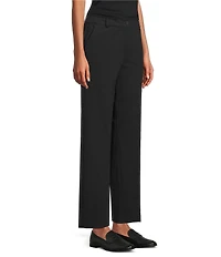Multiples Solid Ease-Y-Fit Straight Leg Trouser Pants