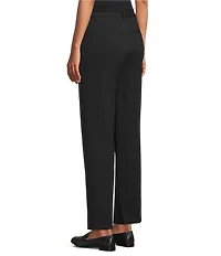 Multiples Solid Ease-Y-Fit Straight Leg Trouser Pants