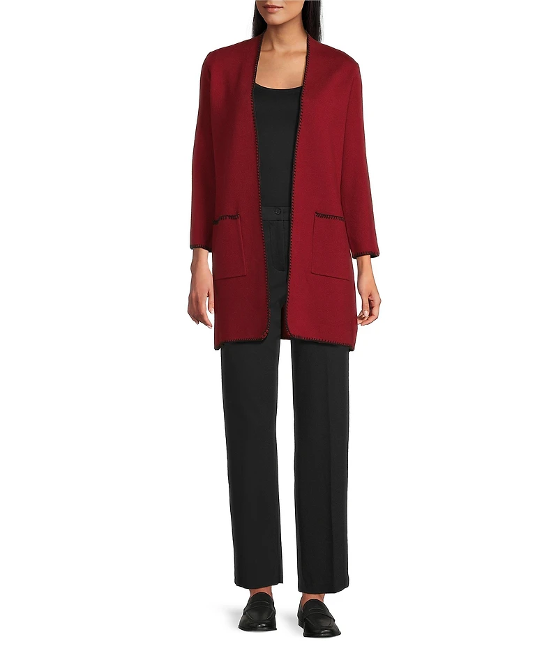Multiples Solid Ease-Y-Fit Straight Leg Trouser Pants