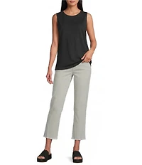 Multiples Solid Garment Dyed 4-Way Stretch Pull-On Crop Pants