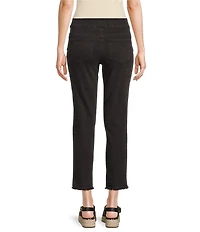 Multiples Solid Garment Dyed Straight Leg Fringe Hem Pull-On Ankle Pants