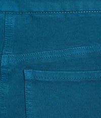 Multiples Solid Garment Dyed Straight Leg Fringe Hem Pull-On Ankle Pants