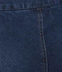 Multiples Stretch Denim Wide Waistband Triple Fringe Hem Pull-On Jeans